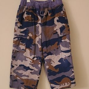 Fleece lined dinosaur camo elastic waist pants